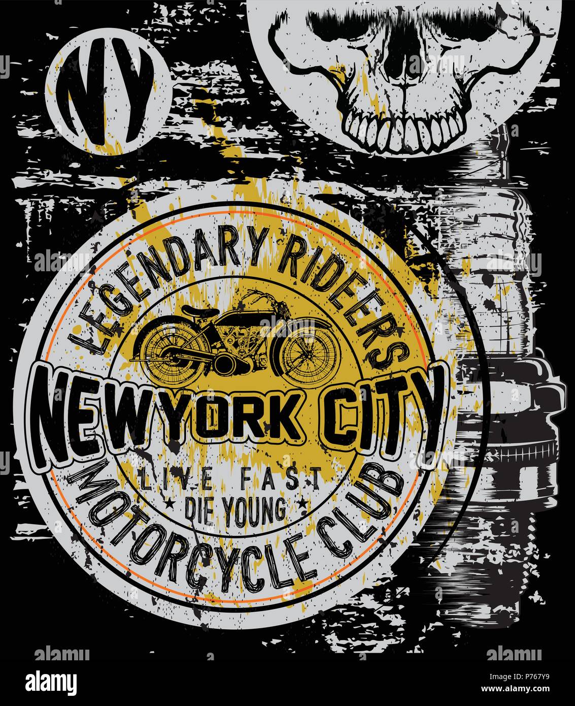 Motorcycle company typography, t-shirt graphics, vectors Stock Vector