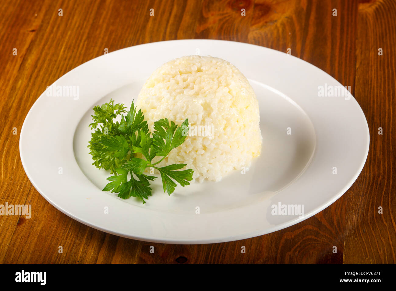 Steamed rice with parsley Stock Photo - Alamy