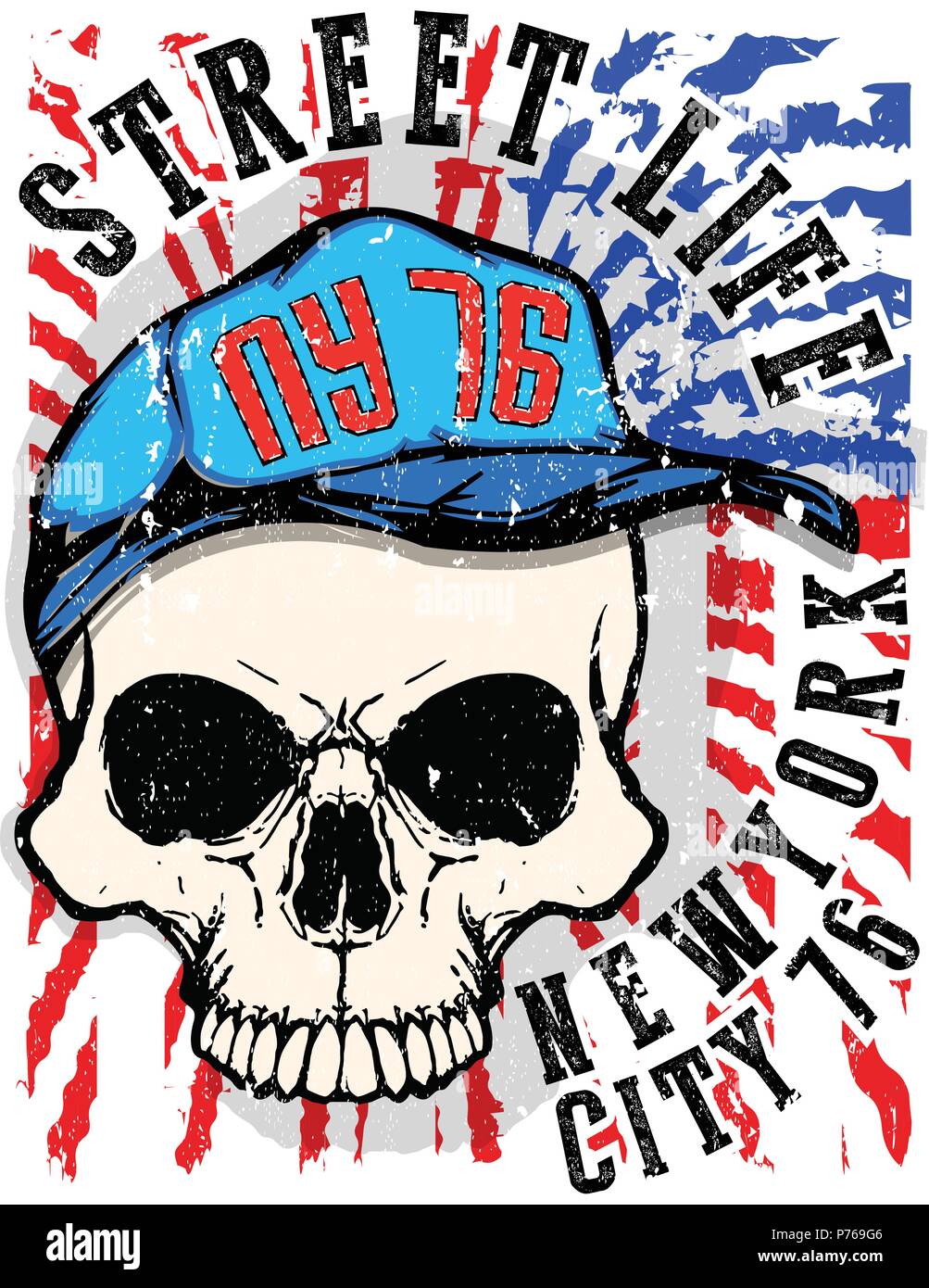 skull head wearing a hat Stock Vector 