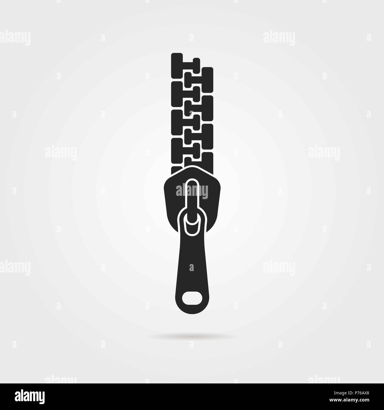black tailor zipper icon with shadow Stock Vector