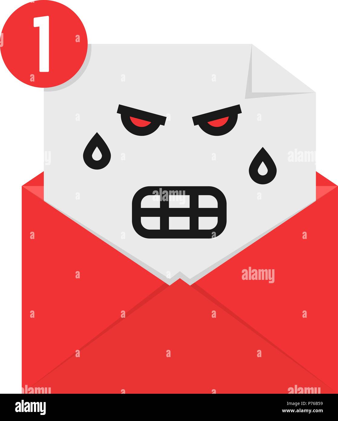 angry emoji in letter notification Stock Vector