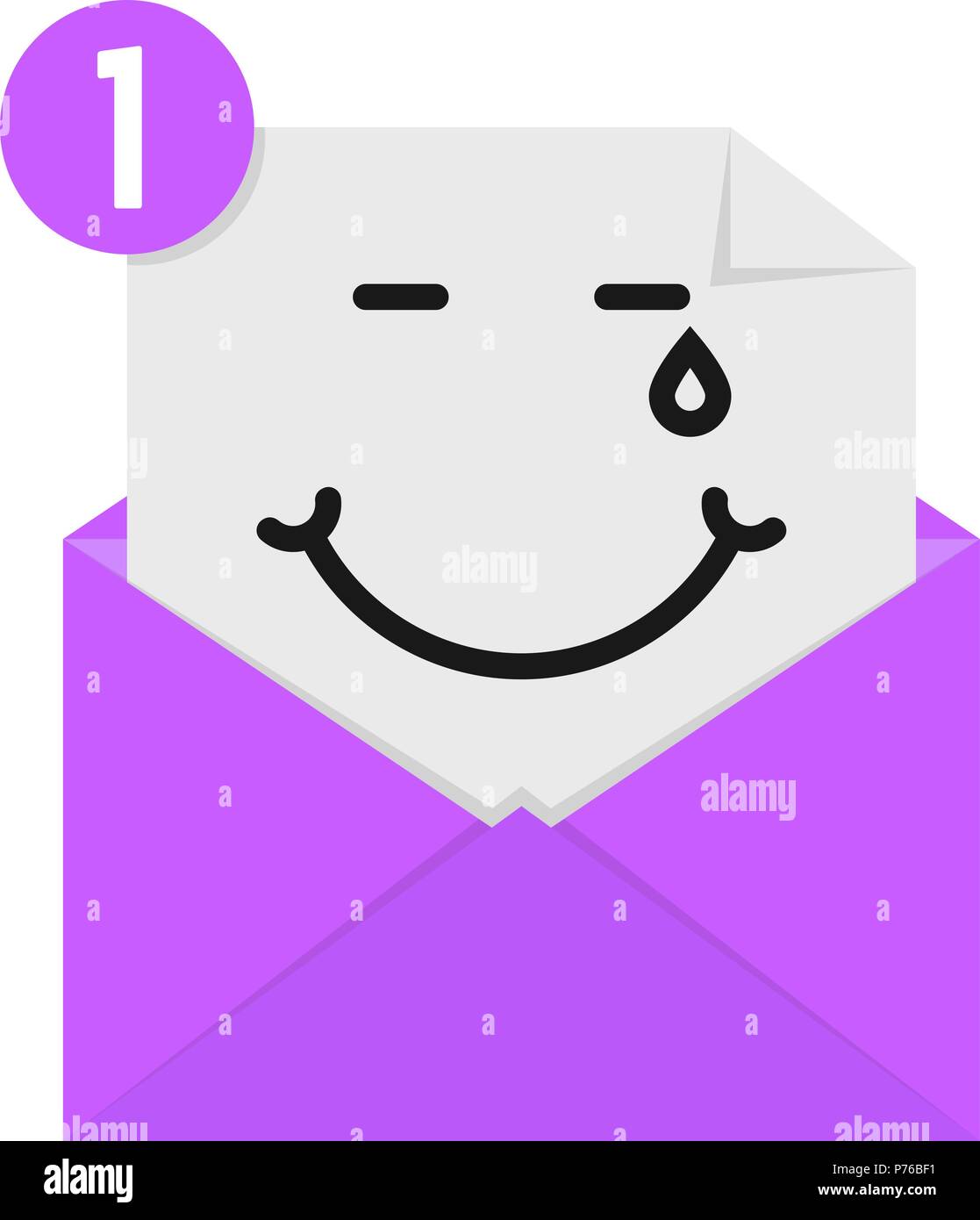 blissful emoji in purple letter notification Stock Vector Image & Art
