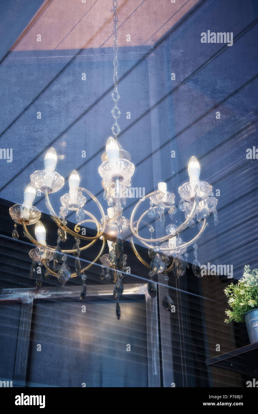 Crystal chandelier hanging Stock Photo Alamy