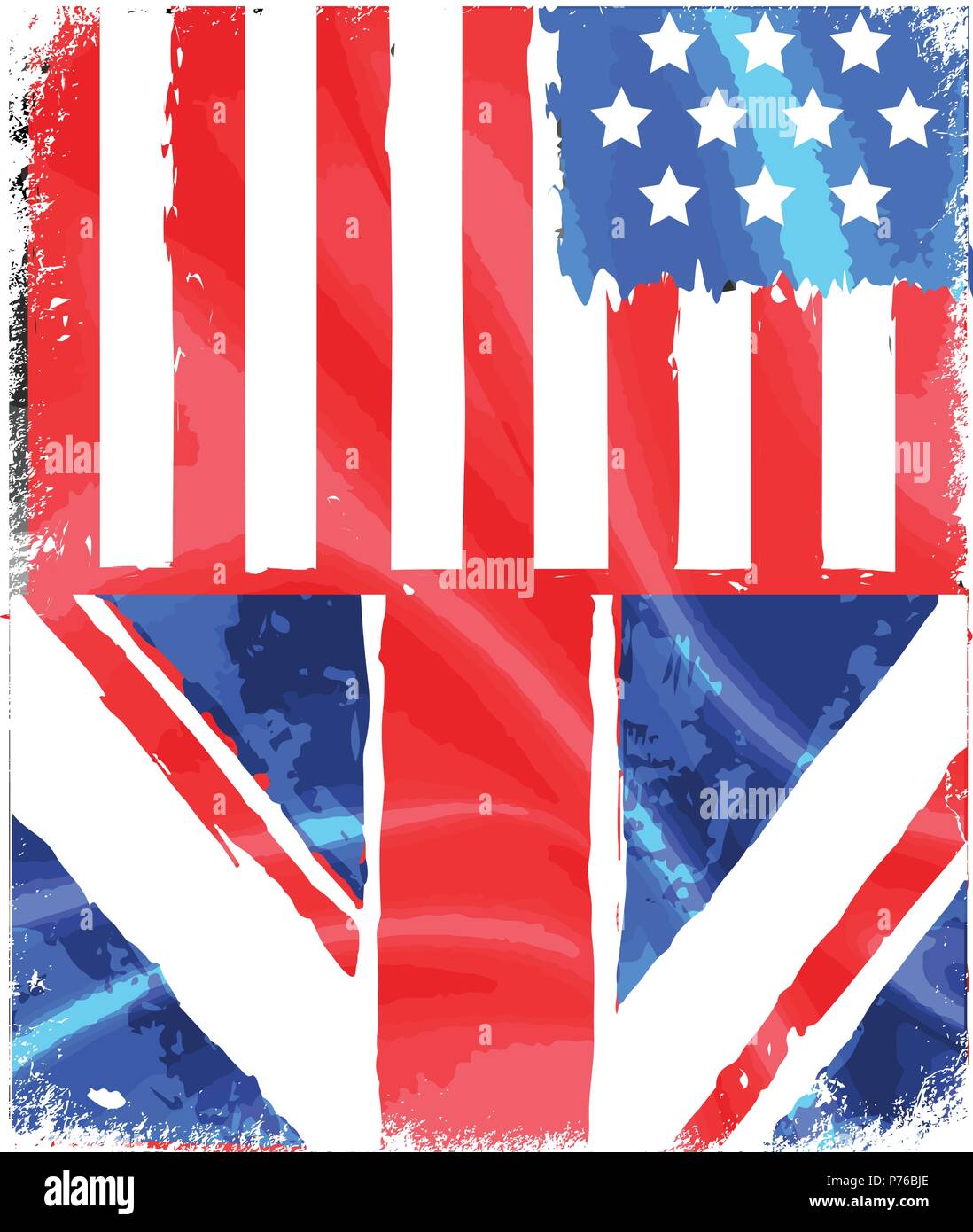 American and England grunge flag Stock Vector