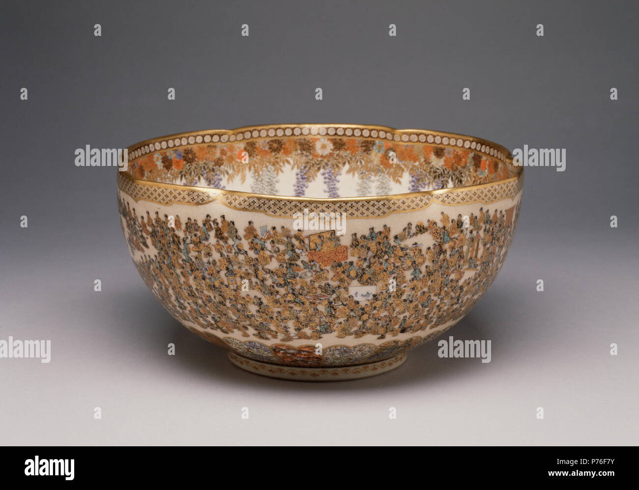 Yabu Meizan (Japanese, 1853-1934). 'Bowl with a Multitude of Women,' ca. 1904. white earthenware with overglaze cloissonné enamels and gold. Walters Art Museum (49.2280): Acquired by Henry Walters, 1904. 230 Yabu Meizan - Bowl with a Multitude of Women - Walters 492280 - Profile Stock Photo