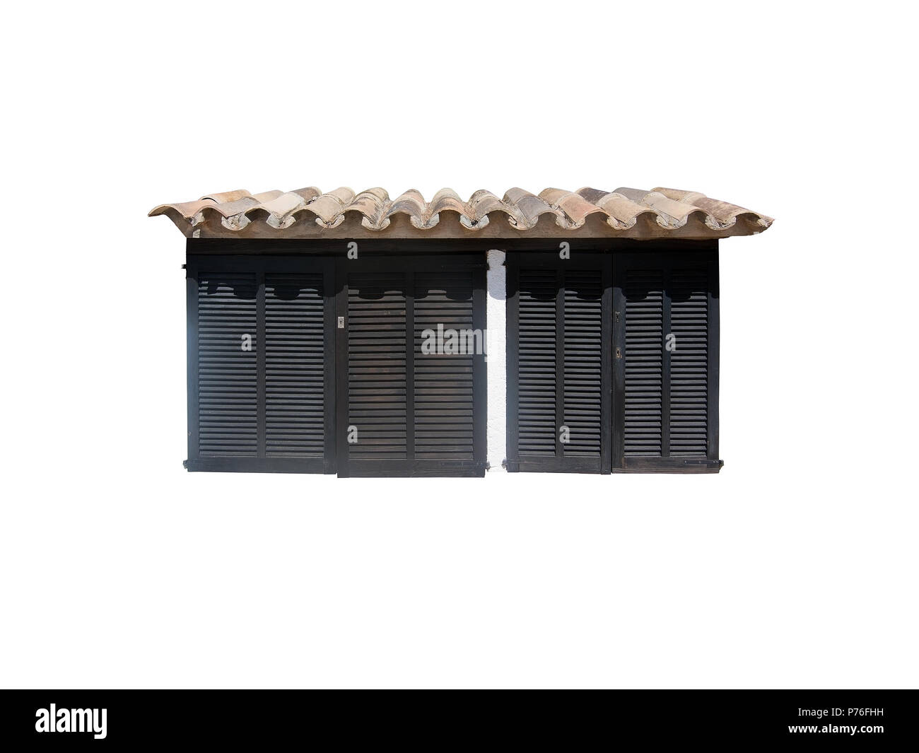 Dark Brown Wooden Shed With Tiled Roof In Mallorca Spain