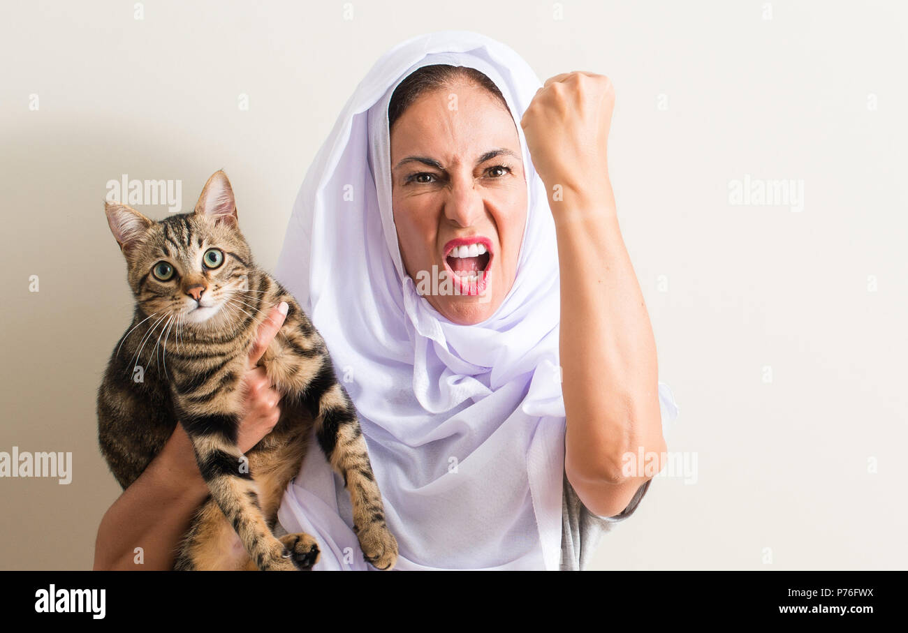 Woman Cute Cat Resting Angry British Stock Photo 1628561224