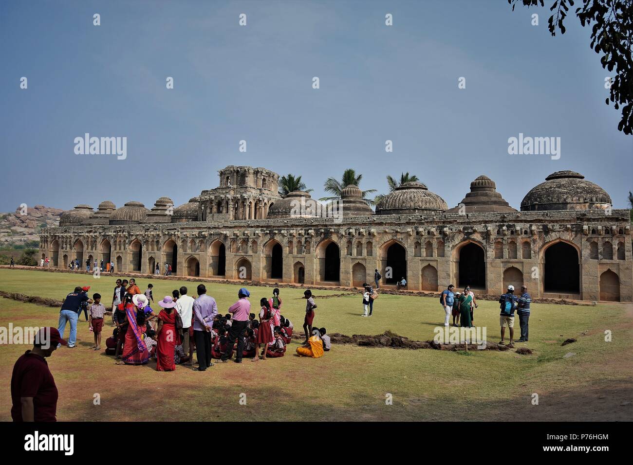 Amazing view of Elephant stable near Zanana enclosure, Hampi, karnataka. Stock Photo