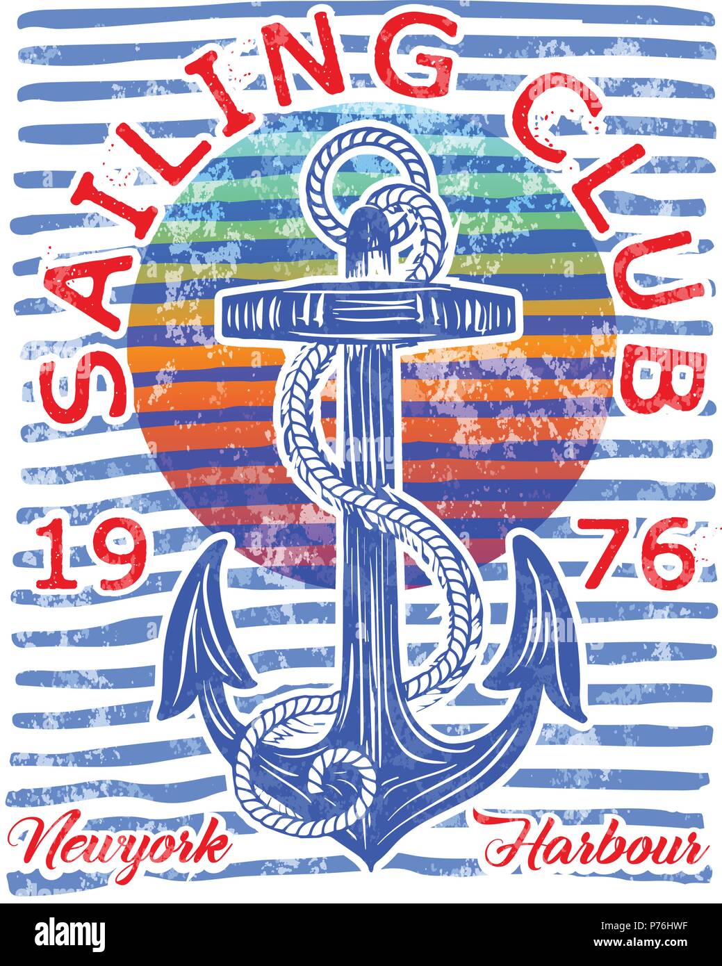 Newport sailing club, vector artwork for sportswear in custom colors