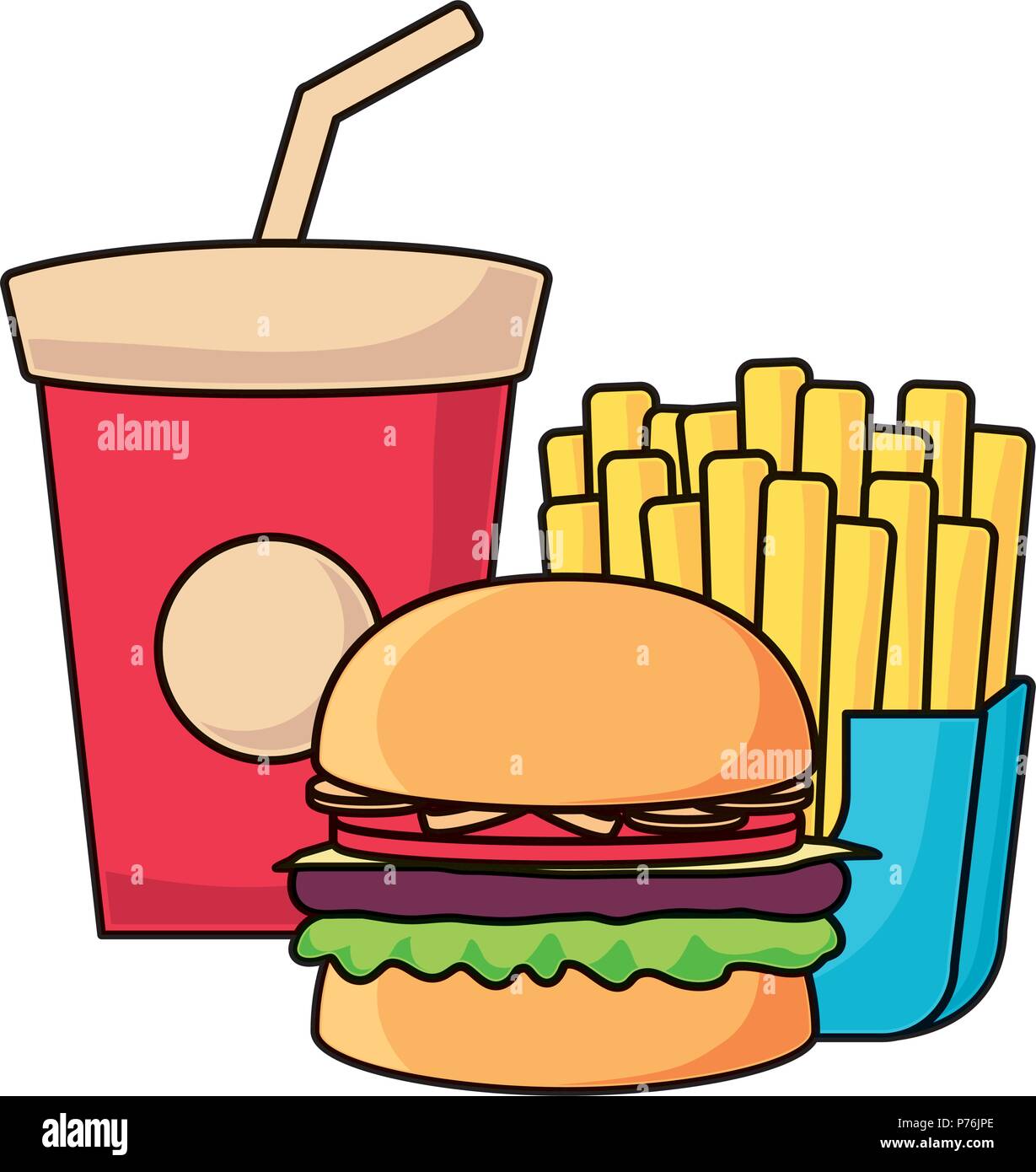 hamburger and french fries and drink