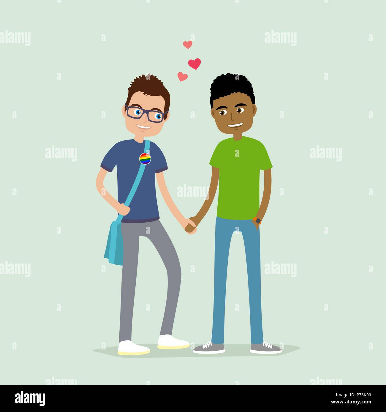 Gay couple: two handsome homosexual guys in love holding hands Stock ...