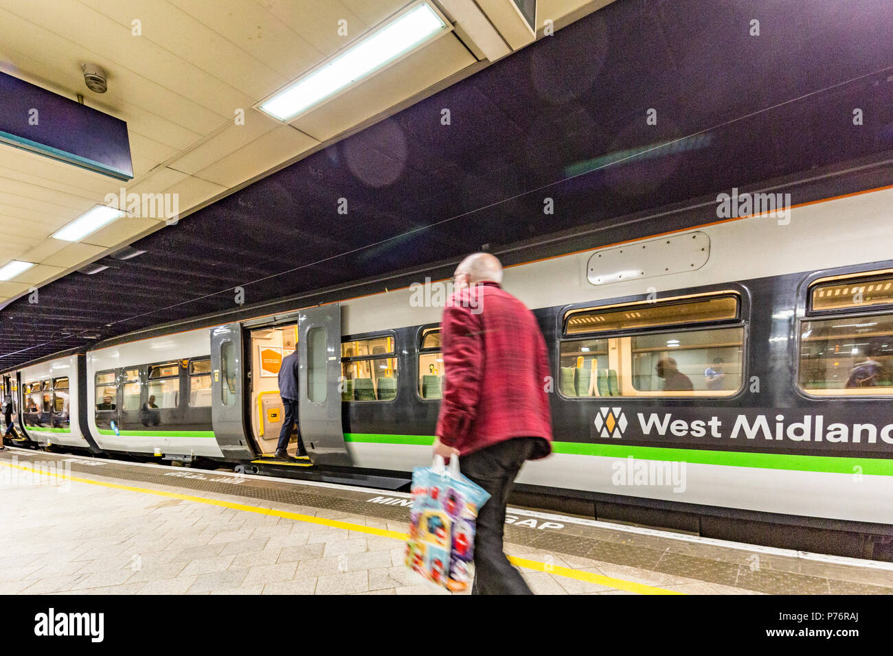 A platform view at Birmingham New Street Station , Birmingham, England, UK Stock Photo