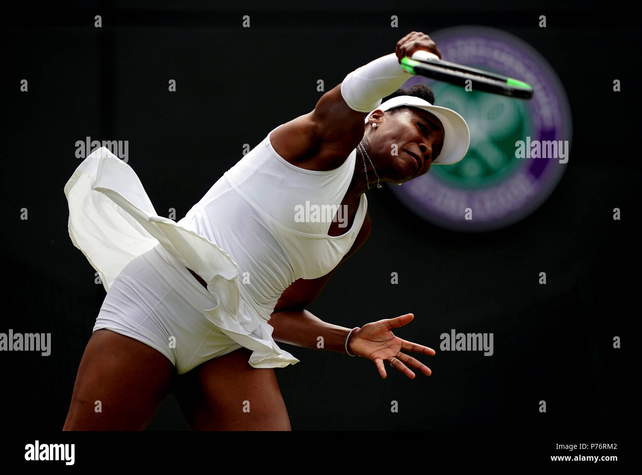 Venus Williams in action against Alexandra Dulgheru on day three of the