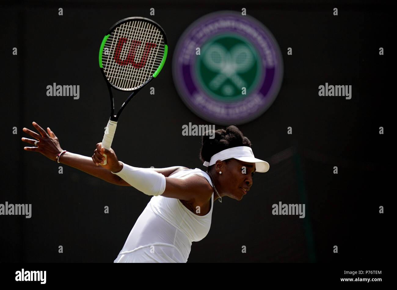 Venus Williams in action against Alexandra Dulgheru on day three of the