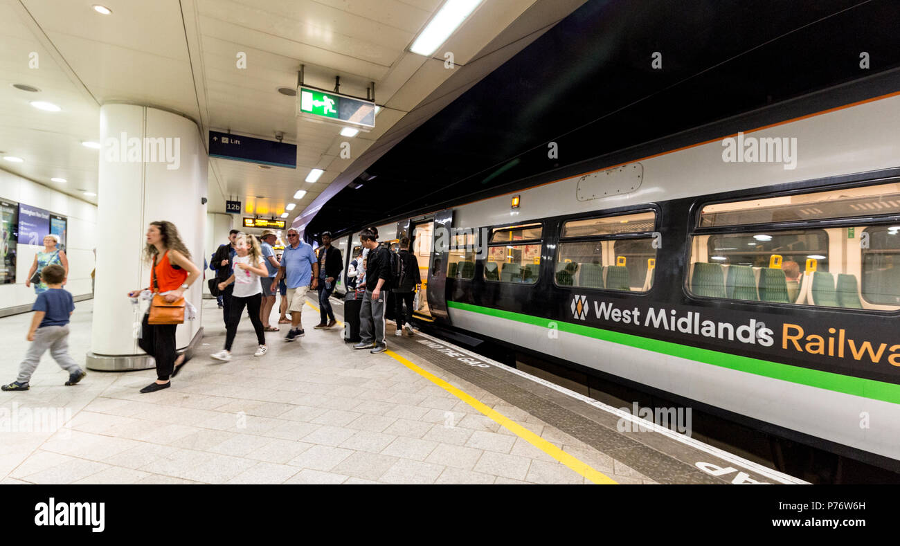 A platform view at Birmingham New Street Station , Birmingham, England, UK Stock Photo