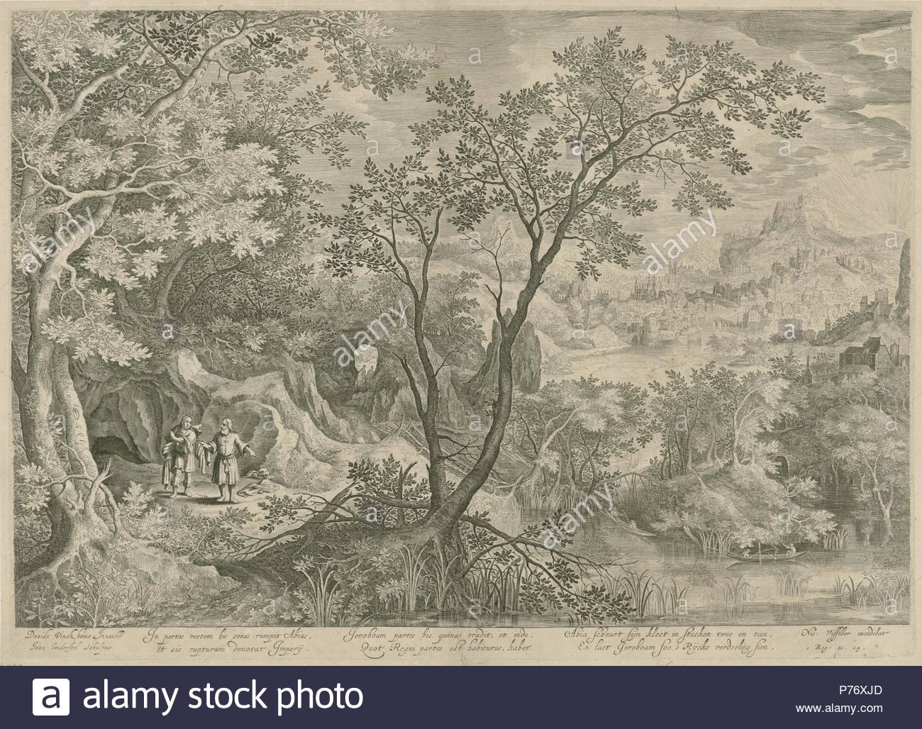 Landscape with Jeroboam and the prophet Ahijah, Claes Jansz. Visscher (II),