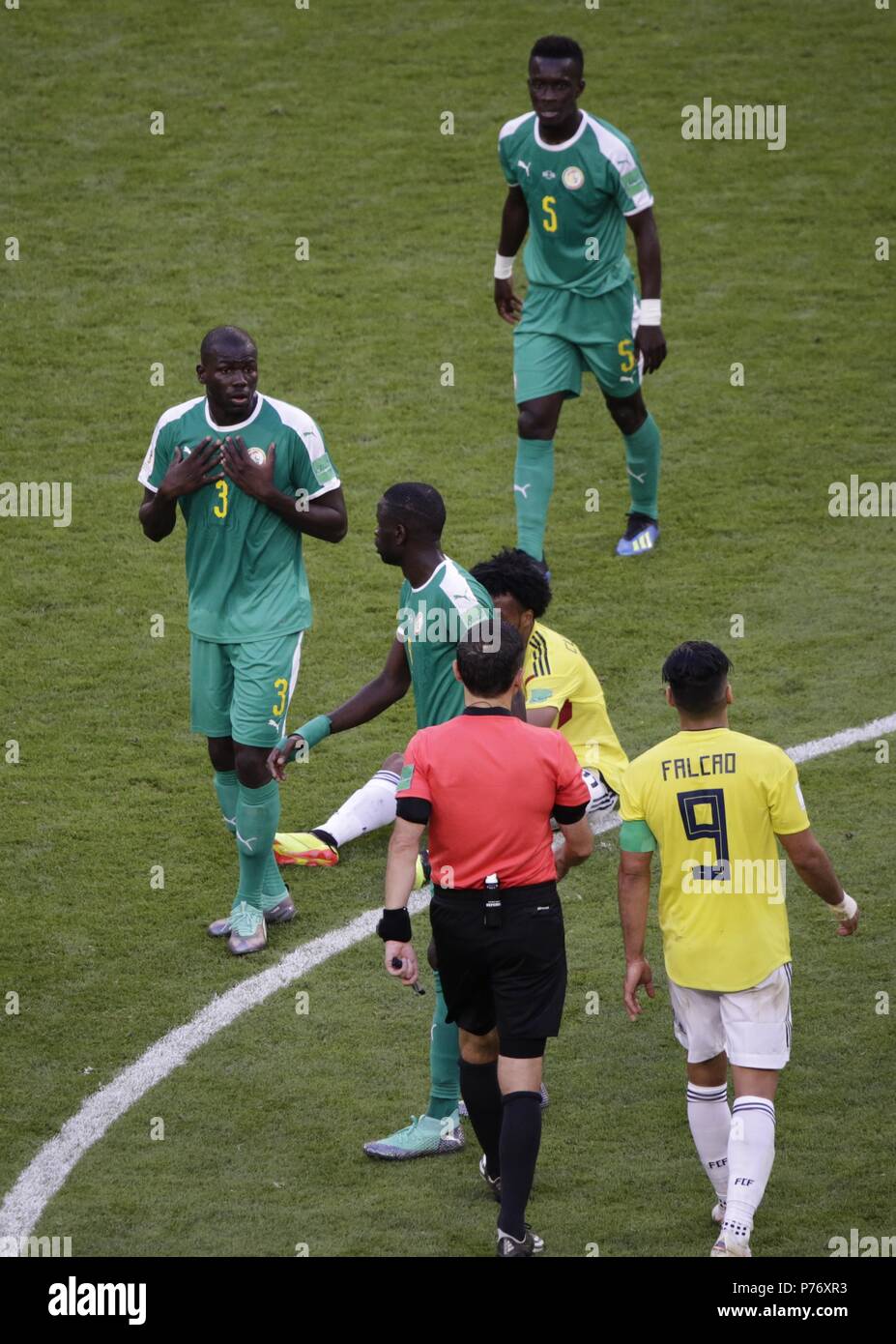 June 28, 2018. - Russia, Samara. - FIFA World Cup 2018. Group H. Senegal v Colombia (yellow T-Shirts), 0:1. Stock Photo