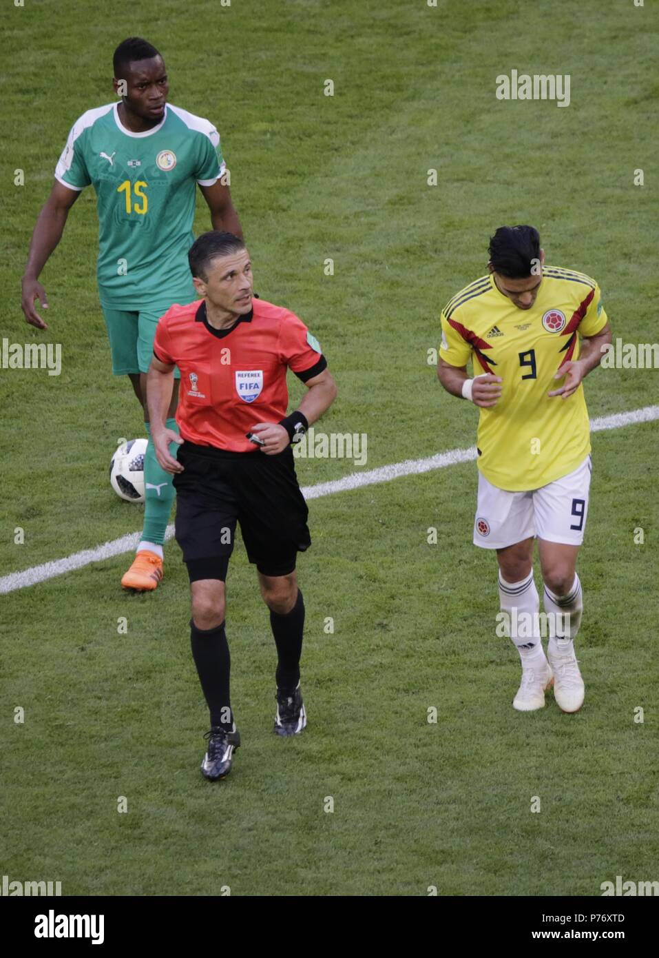 June 28, 2018. - Russia, Samara. - FIFA World Cup 2018. Group H. Senegal v Colombia (yellow T-Shirts), 0:1. Stock Photo