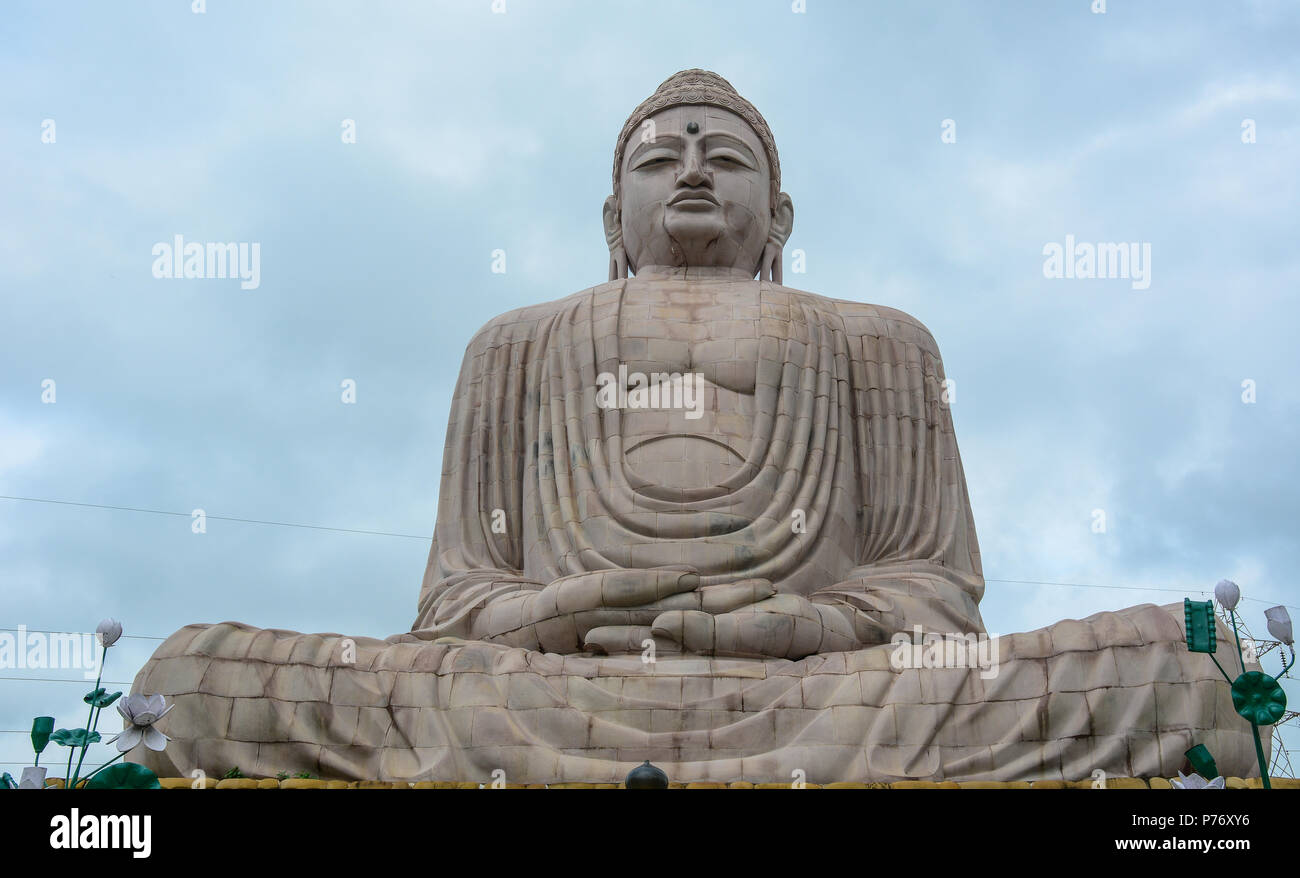 Ancient Giant Buddha Statue in Bodhgaya, India. Bodhgaya is the most