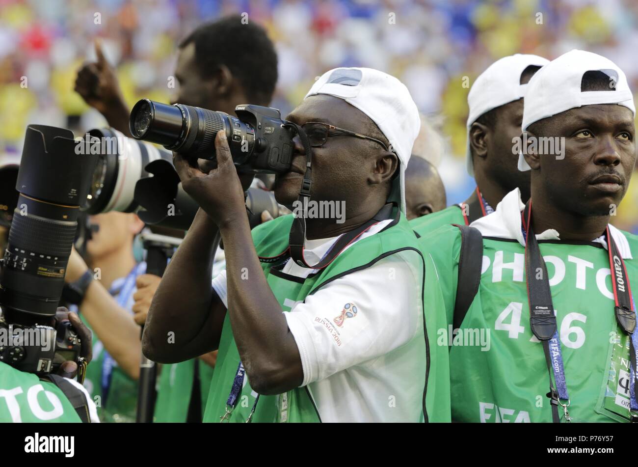 June 28, 2018. - Russia, Samara. - FIFA World Cup 2018. Group H. Senegal v Colombia (yellow T-Shirts), 0:1. Stock Photo