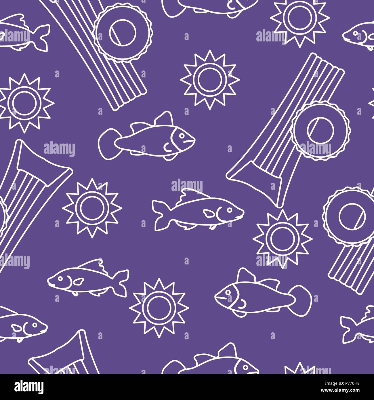 Seamless pattern with inflatable mattress, inflatable circle. Summer leisure. Stock Vector
