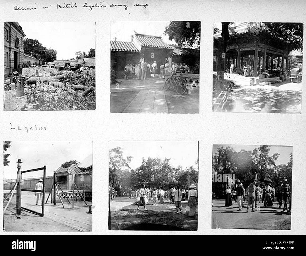 . English: 7.11 British Legation during the siege of Tientsin, 1900 . English: Captions on album page: Scenes in British legation during seige; Legation . PH Coll 241.B11a-f Subjects (LCTGM): Embassies--British--China--Beijing Subjects (LCSH): Beijing (China)--History--Siege, 1900; China--History--Boxer Rebellion, 1899-1901; Great Britain. Legation (China)--Siege, 1900; British--China--Beijing; Beijing (China)--Buildings, structures, etc.  . 1900 1 711 British Legation during the siege of Tientsin, 1900 (CHANDLESS 42) Stock Photo