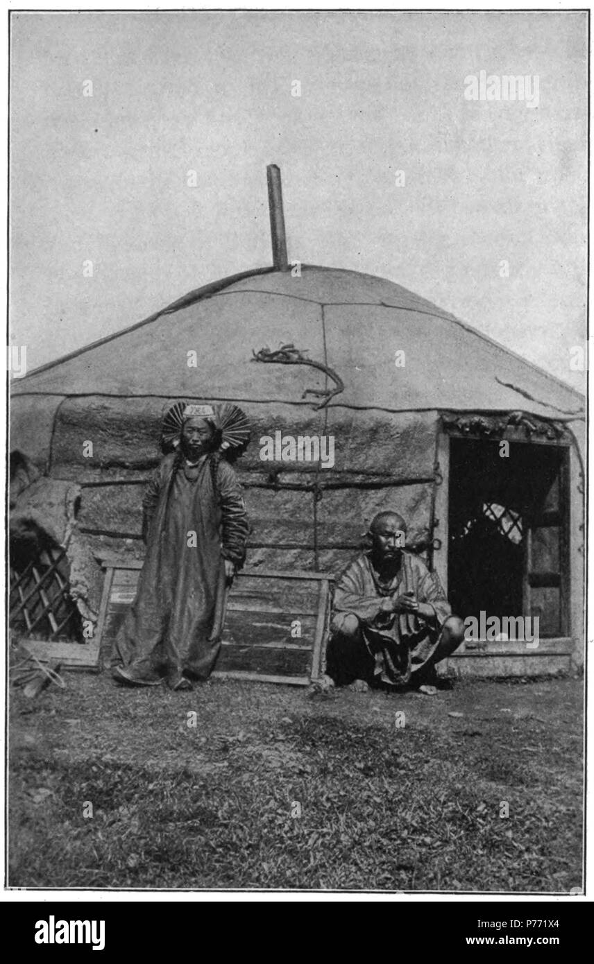 English: 'Lama and his 'Wife'.' Facing page 300 of book. 1913 1 A Wayfarer in China fp 300 Stock Photo