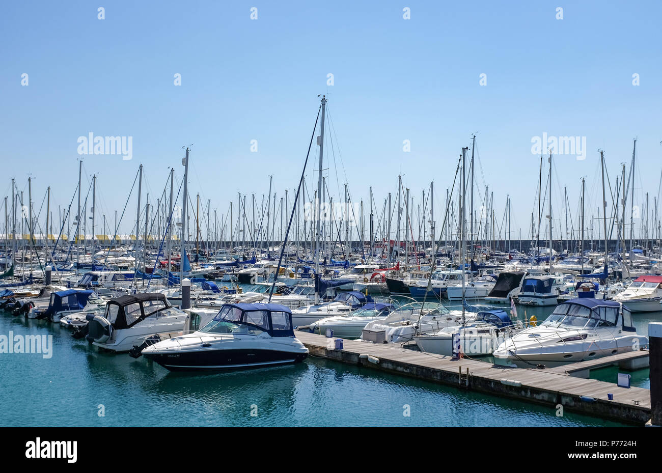 Brighton Marina Village with yachts moored on jetties Stock Photo Alamy
