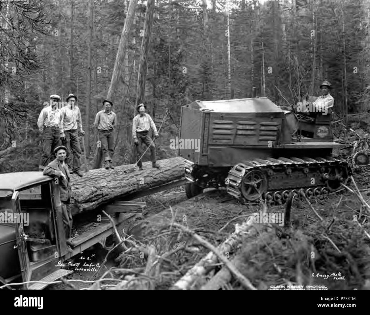 . English Loading crew with Cletrac tractor, Scott Lumber