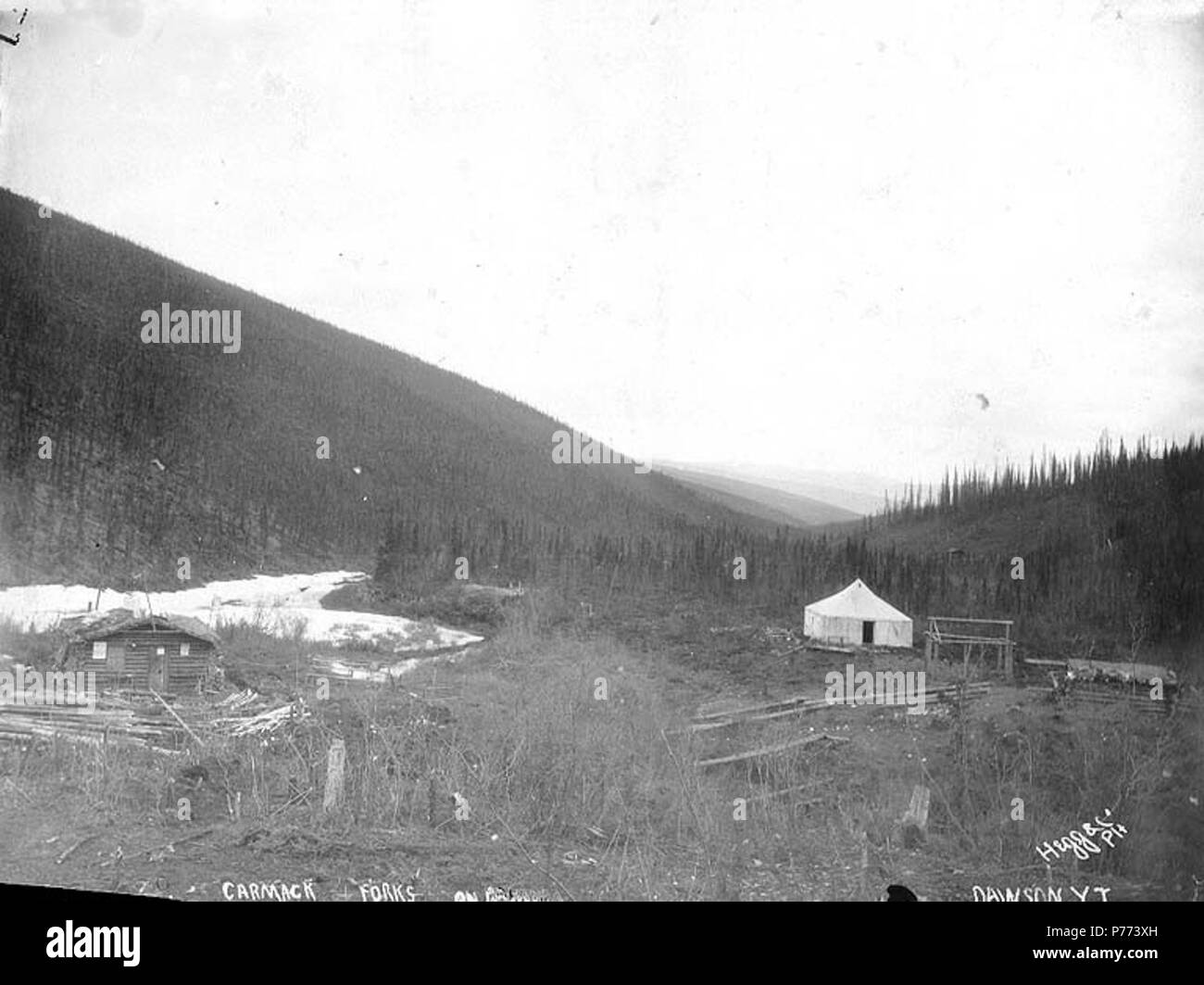 English Log Cabin And Tent On Carmack S Fork On The North Fork Of