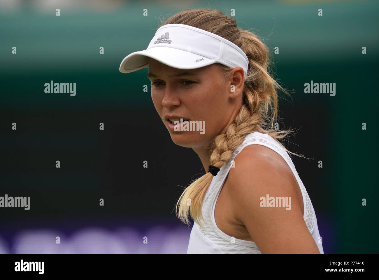 Caroline Wozniacki during her match against Ekaterina Makarova on day