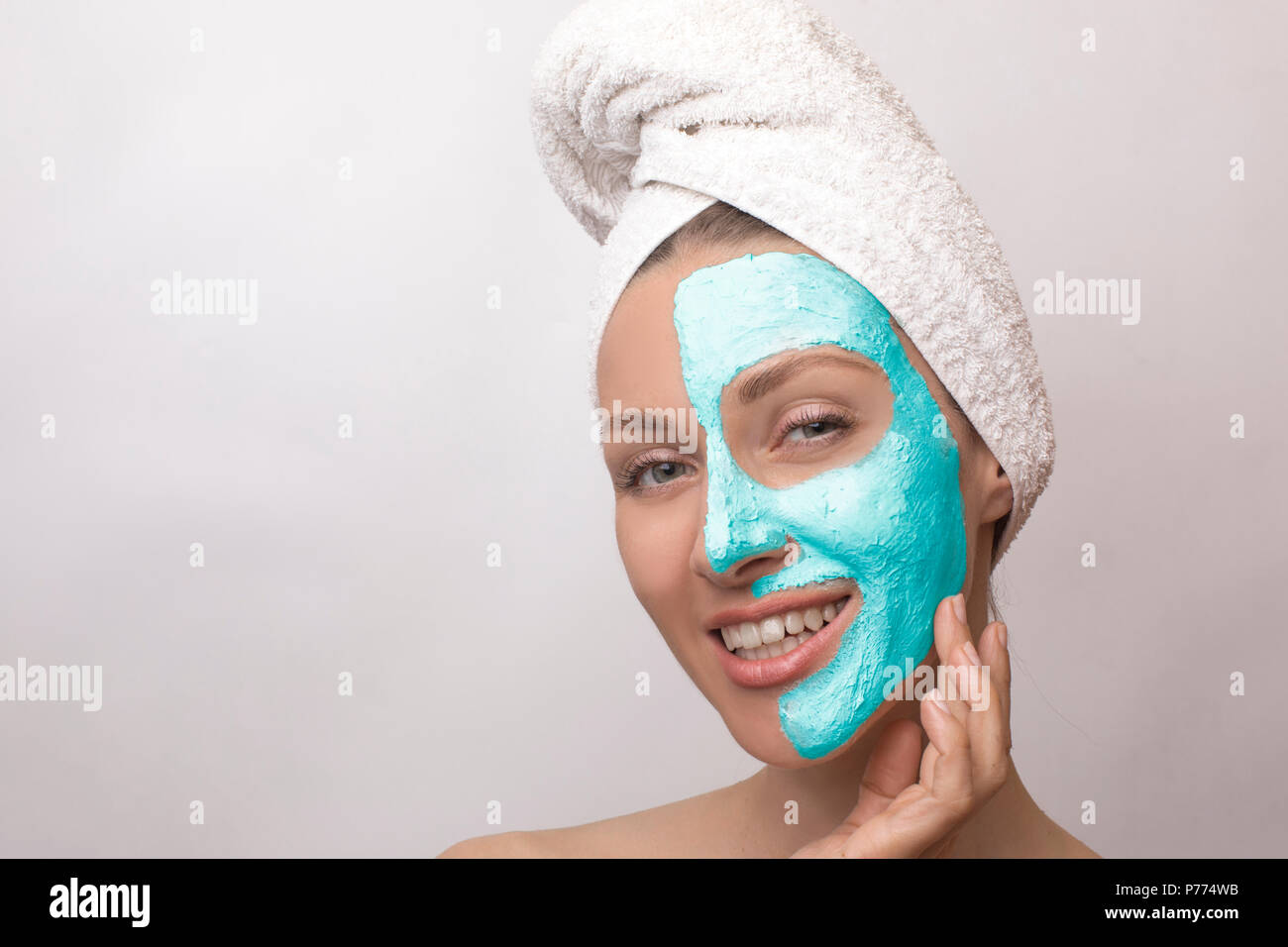 Face peeling mask, spa beauty treatment, skincare. Closeup. Spa