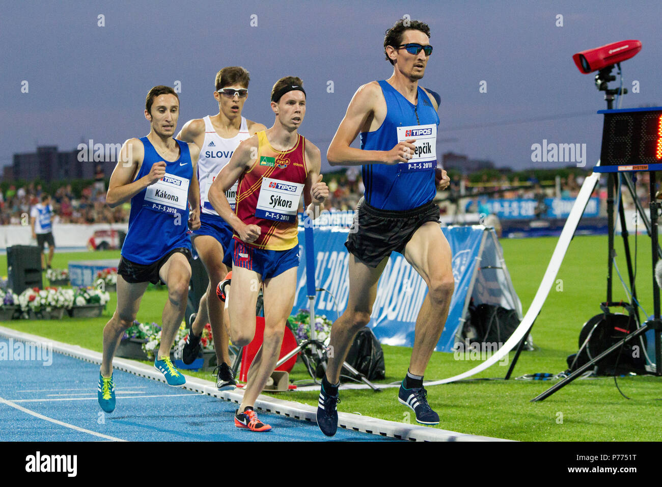 Men's 1500 metre run at the P-T-S athletics meeting in the sports site of x-bionic sphere® in Šamorín, Slovakia Stock Photo