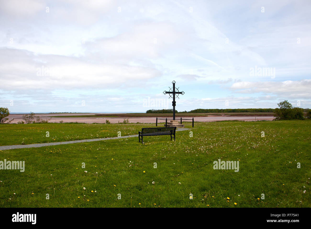 The Acadian Memorial Cross in Nova Scotia, this was the location where many Acadians were deported from the province in 1755. Stock Photo