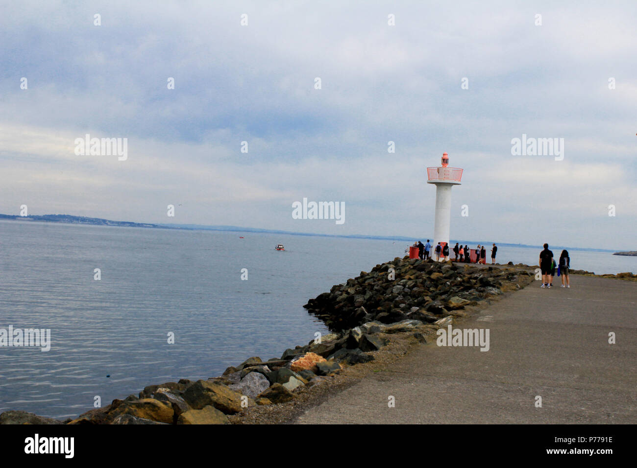 The lighthouse in Howth harbour. Stock Photo