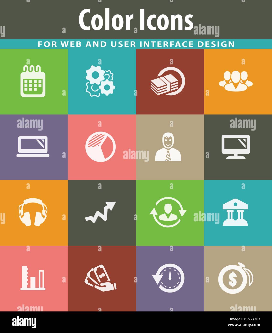 Business management and human resources icons set Stock Vector