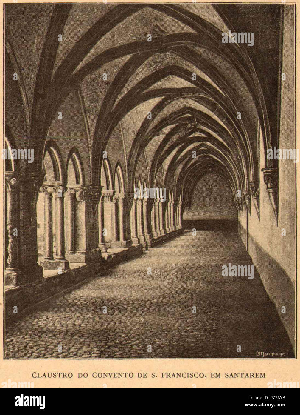 Pasillo Del Claustro Del Monasterio De Los Jerónimos Con Interior De Piedra Arcaica En Lisboa Portugal Image280633080