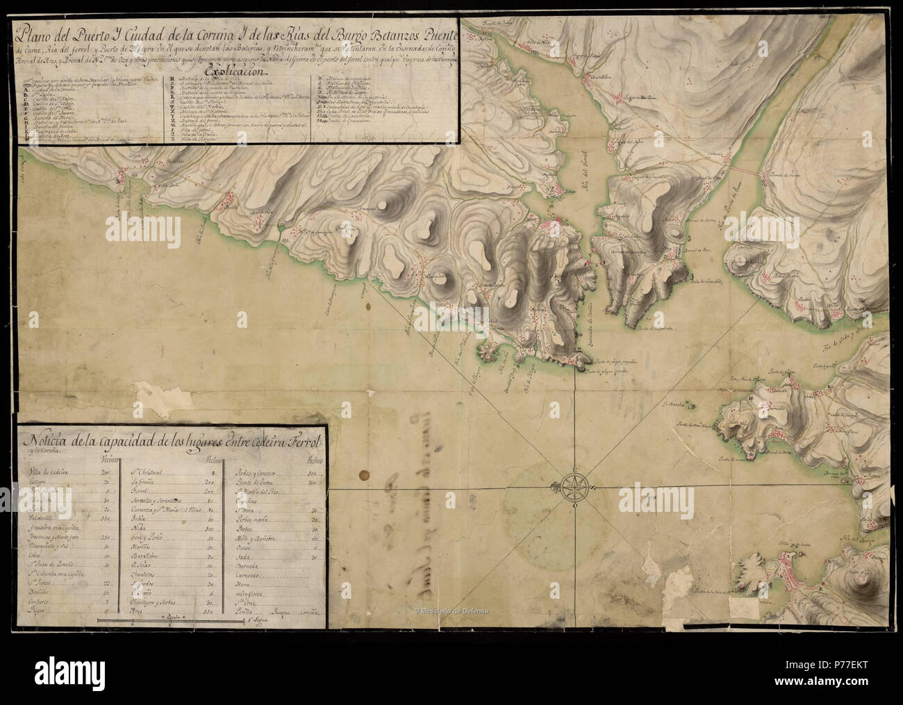 45 Mapa do Golfo Ártabro e do treito costeiro inmediato até a ría de Cedeira (1800) - 2 Stock Photo