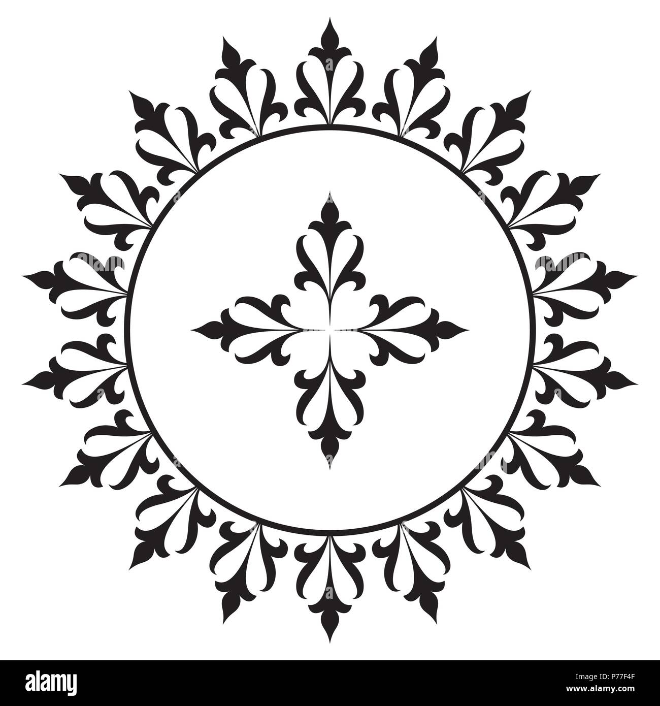 Decorative round frame. Ancient art Stock Vector