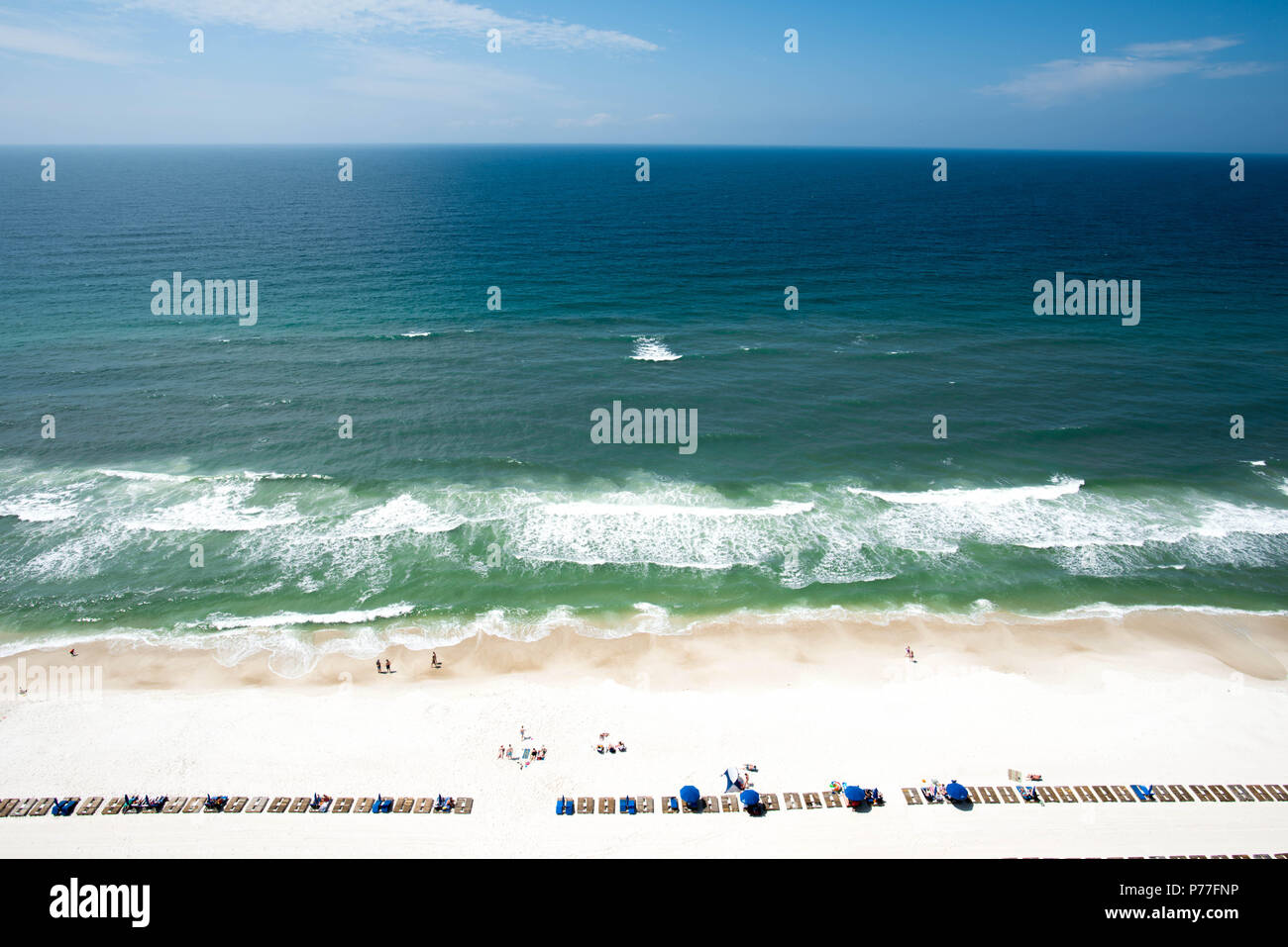 Gulf Of Mexico Emerald Coast Beach With Beach Chairs Stock Photo Alamy