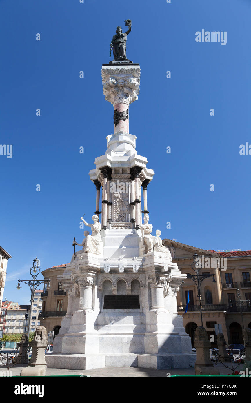 Spain, Pamplona, Monument to the Fueros 1903 Stock Photo Alamy