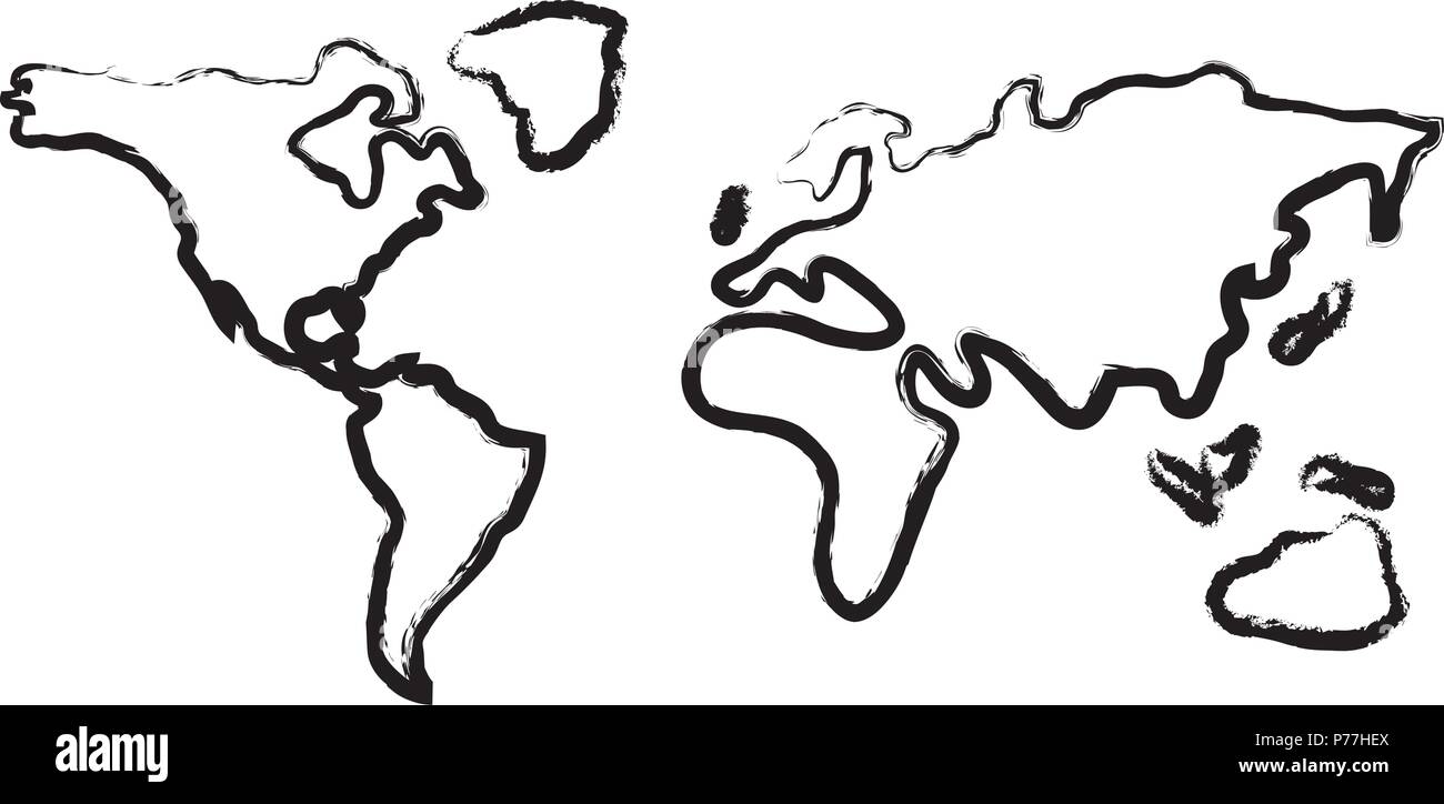 World Map Flat Black and White Stock Photos & Images - Alamy