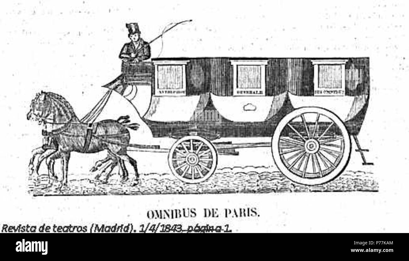 Español: Omnibus de Paris . 1843 1 1843-omnibus-de-Paris Stock Photo
