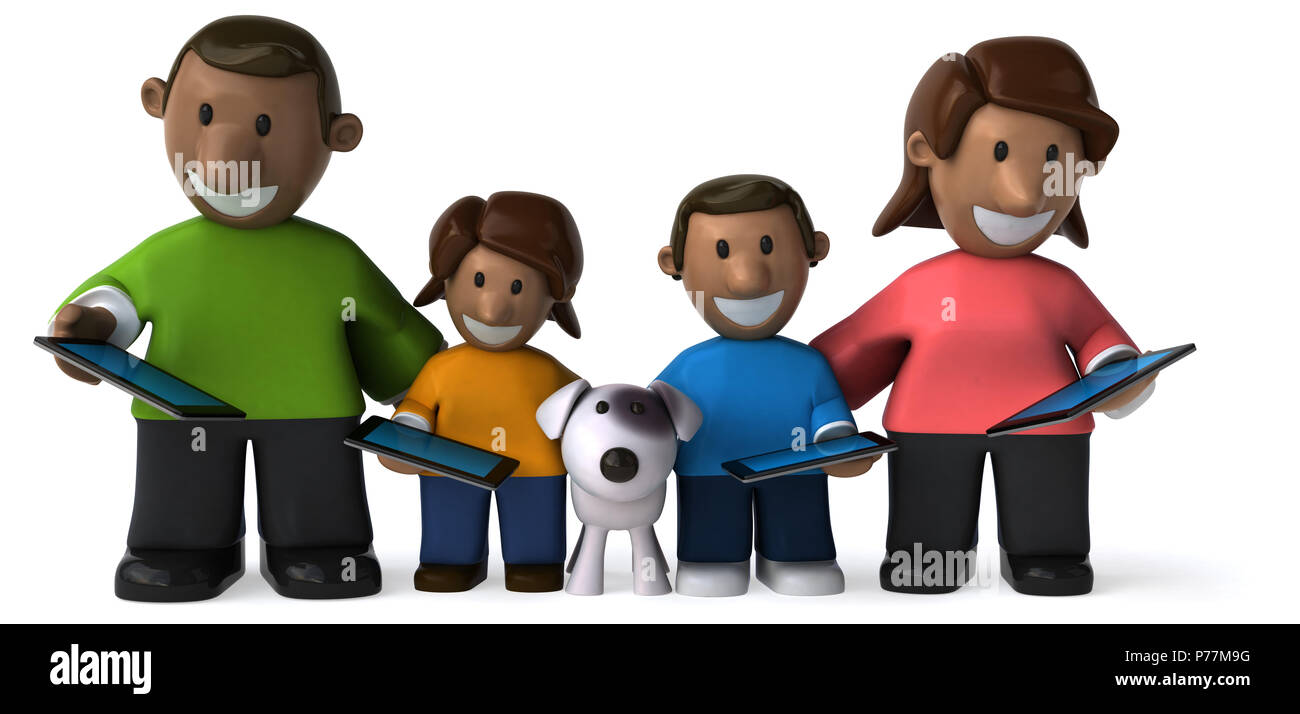 Happy family - 3D Illustration Stock Photo - Alamy