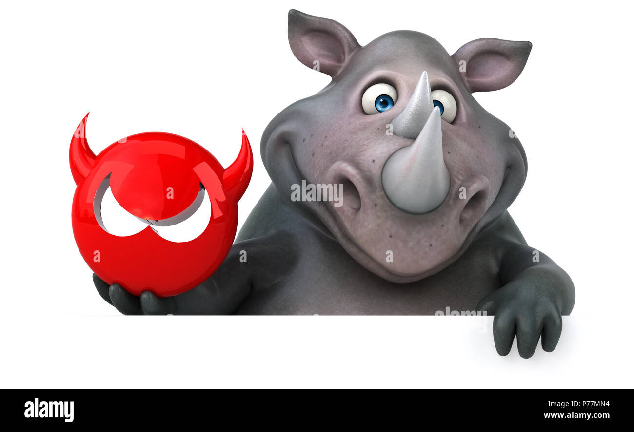 Fun rhinoceros - 3D Illustration Stock Photo