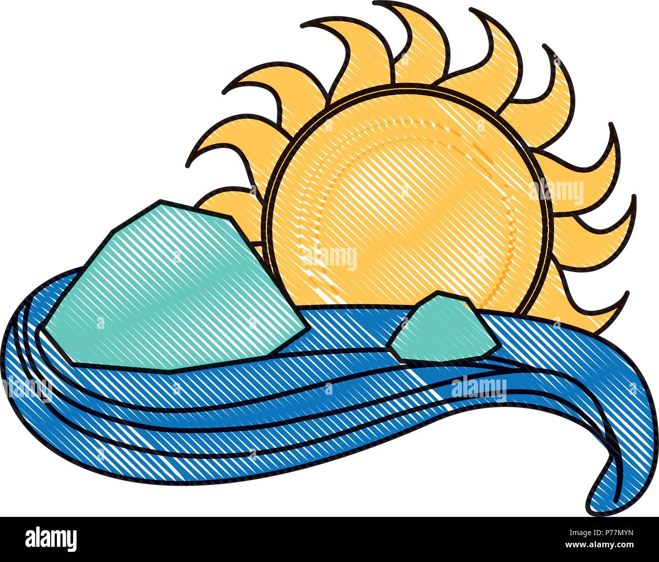 icebergs melted and sun icon over white background, vector illustration ...