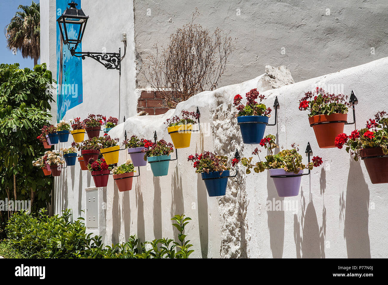 twenty thousand flowerpots in Estepona Stock Photo