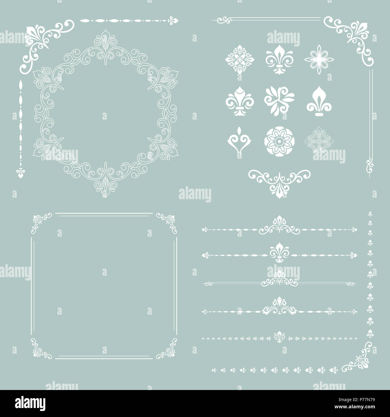 Vintage Set of Horizontal, Square and Round Elements Stock Photo - Alamy