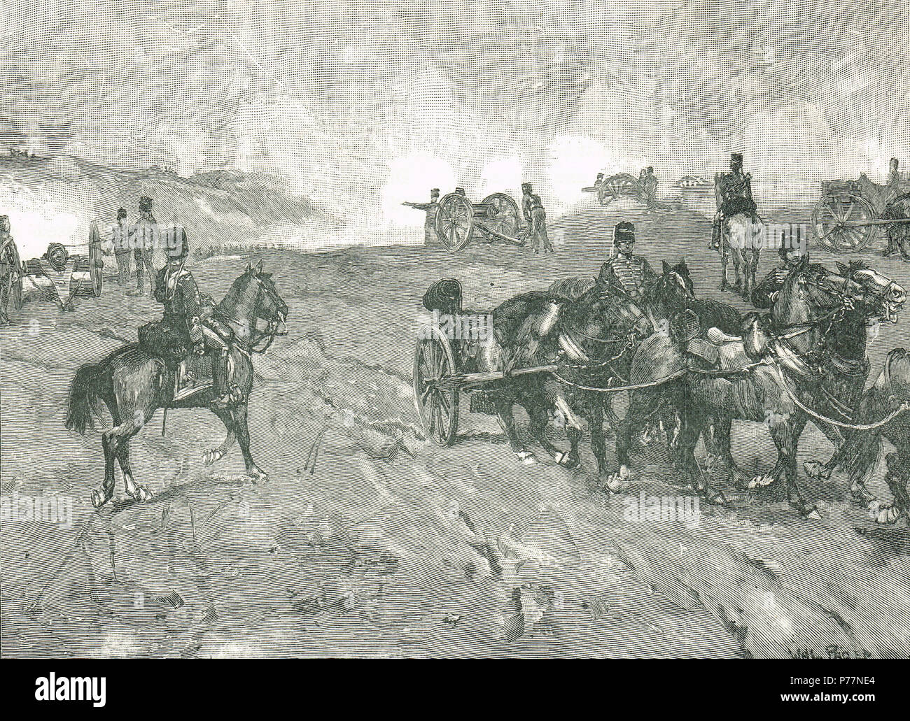 Skirmish on the Bulganak, Maude's Battery coming into Action, Crimean War, 19 September 1854 Stock Photo