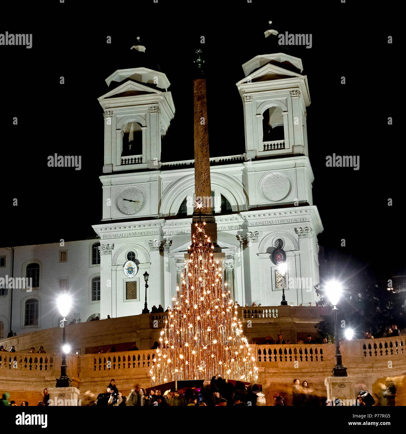 Christmas led tree, at the Spanish Steps Square, Trinità dei Monti, Piazza di Spagna. Christmastime, winter season. Rome, Italy, Europe, EU. Stock Photo